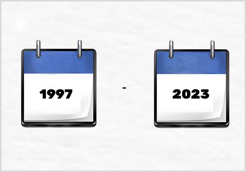 كم عدد الايام من 1997 الى 2023